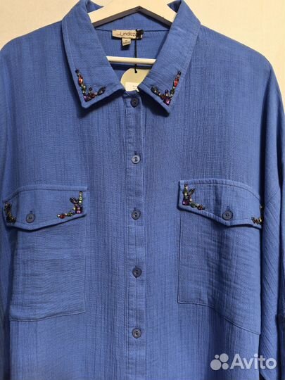 Рубашка женская с кристаллами большой размер