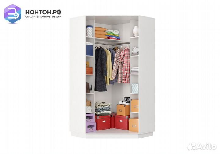 Шкаф-купе угловой двухдверный Нави белый