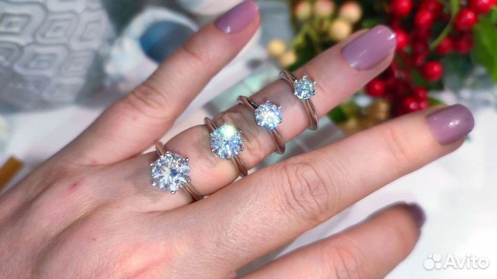 Кольца тиффани с муассанитами разная каратность