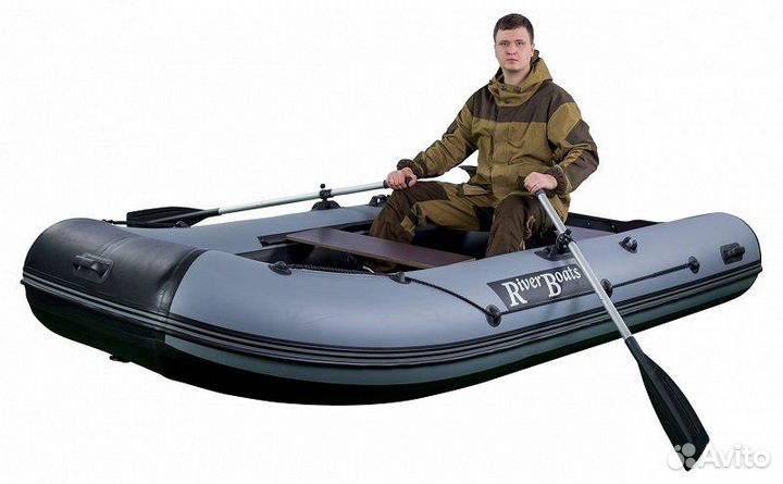 Лодка RiverBoats 370 черно-синий (с усилением по б