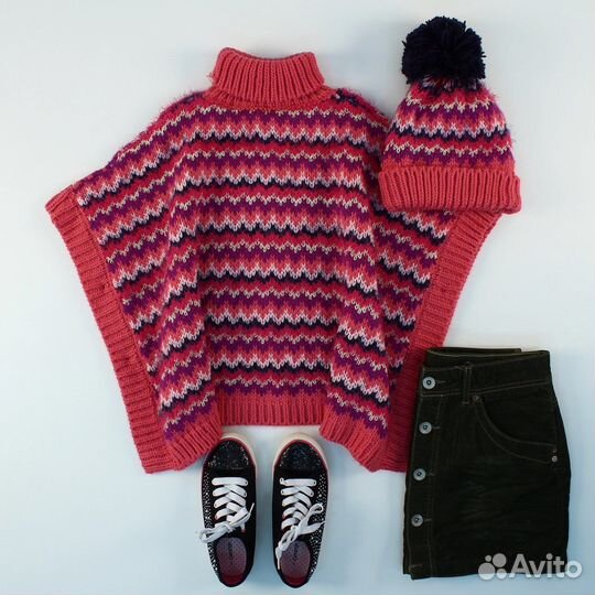 Панчо и шапка в комплекте 7-9 лет