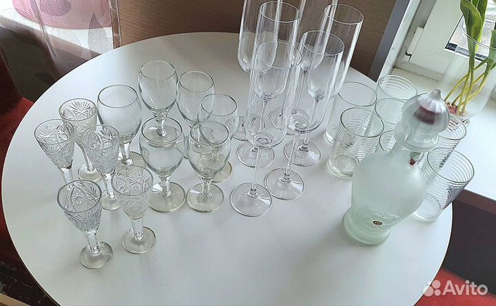 Бокалы, фужеры, стаканы, стопки, штоф