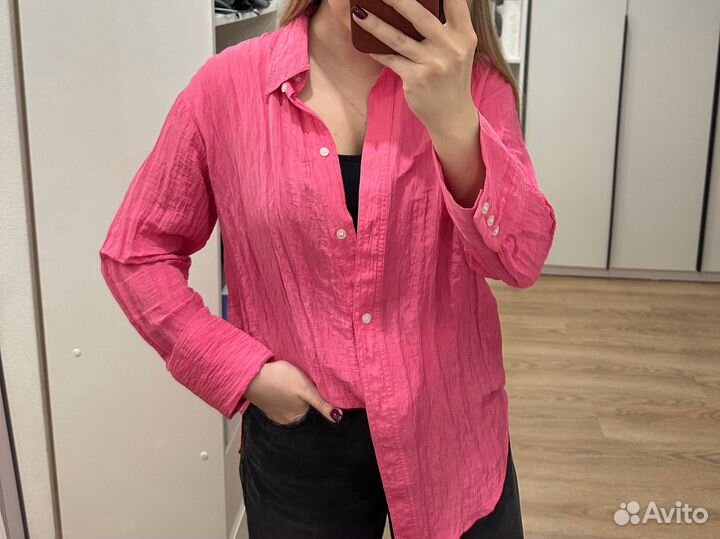 Рубашка женская розовая hm