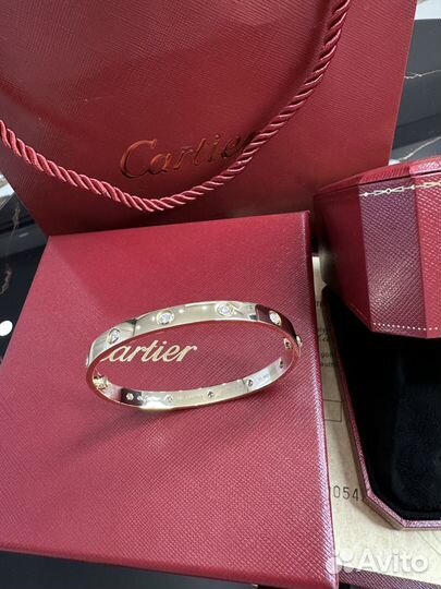 Браслет cartier love 10 бриллиантов золото 750