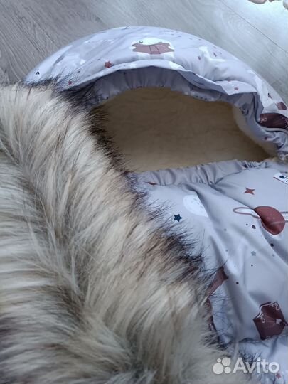 Зимний конверт в коляску на овчине