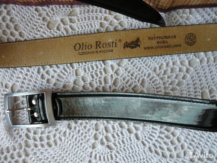 Ремень 120 см.черный, кожа натурал. лаковая.Россия