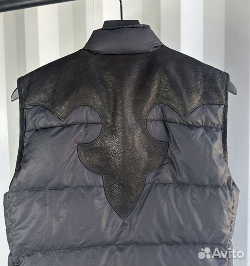 Chrome Hearts Down Puffer Vest Leather Detail