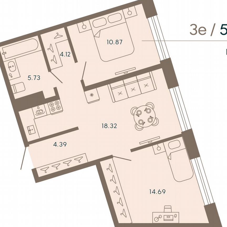 2-к. апартаменты, 58,1 м², 7/8 эт.