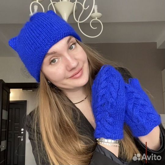 Шапка женская вязаная из пуха норки