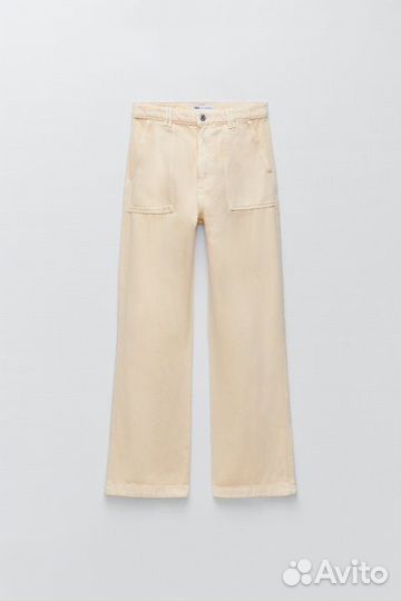 Новые бежевые джинсы Zara S high rise