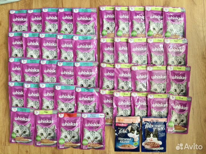 Влажный корм для кошек Whiskas и Felix 75 гр