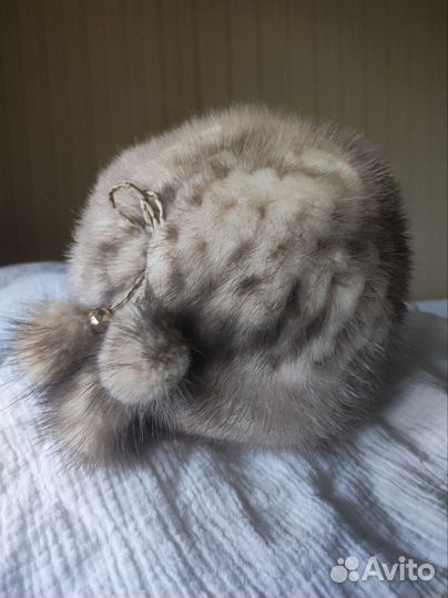 Шапка норковая женская вязаная натуральный мех