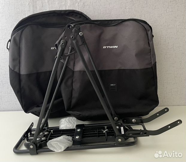 Багажник и сумка велосипедная на объем 15л. B'twin