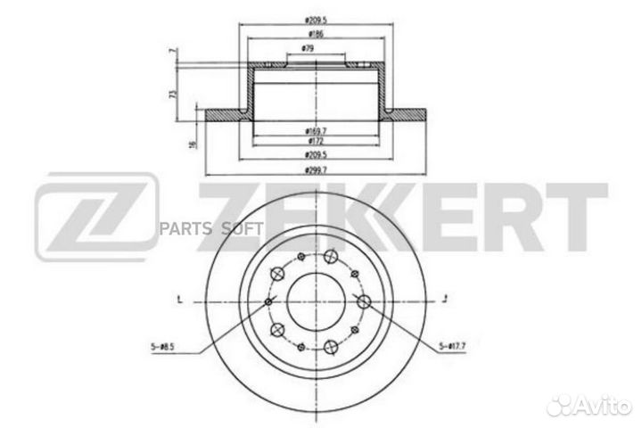 Zekkert BS-5111 Диск торм. зад. Citroen Jumper (25