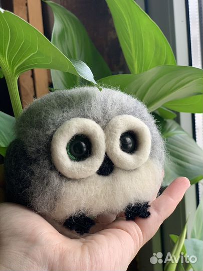 Игрушка войлочная валяная из шерсти сова
