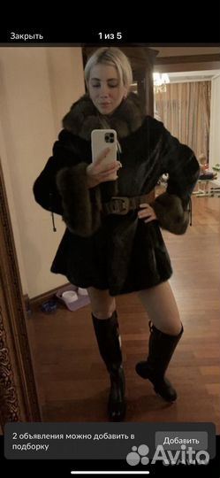 Шуба норка с соболем 42