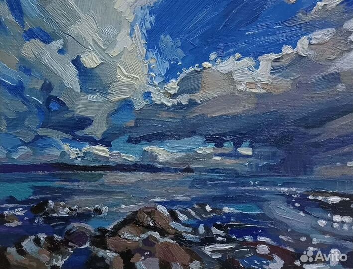 Картина маслом Море Облака