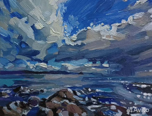 Картина маслом Море Облака