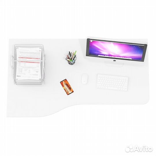 Стол письменный Мебельный Двор мд 1.04 цвет белый шагрень, шхгхв 130х75х74 см