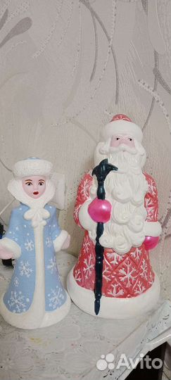 Дед мороз и снегурочка, гирлянда СССР фонарики