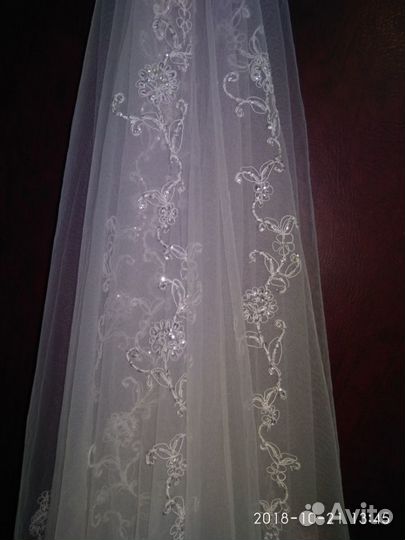 Фата с вышивкой длинная двойная