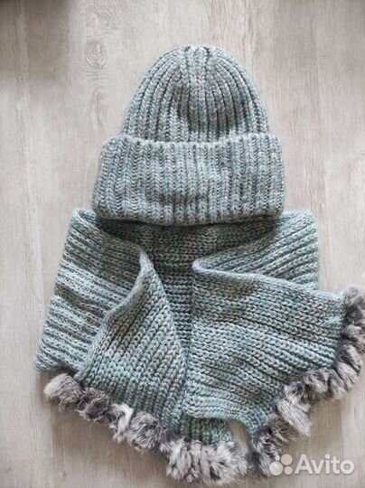 Комплект теплая шапка с шарфом