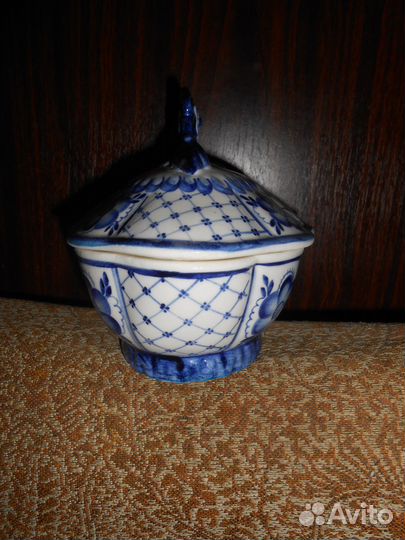 СССР Красивая Гжель-Конфетница с Крышкой