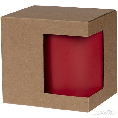 Коробка для кружки с окном крафт 11х9х10см