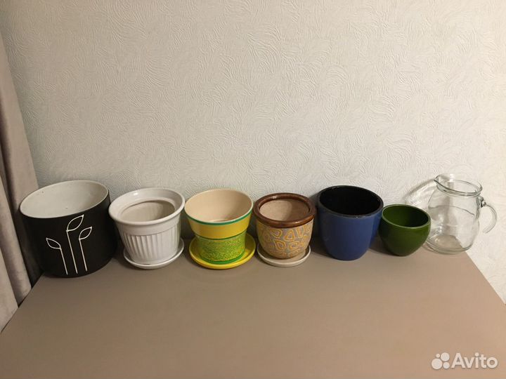 Цветочные горшки, кувшин для полива цветов, б/у