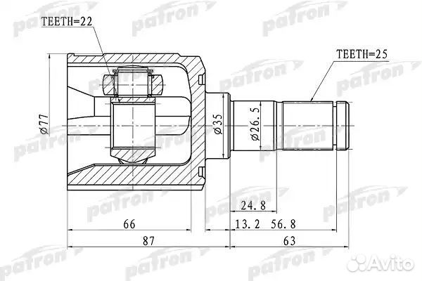 Шрус Patron (PCV1003) внутренний Accent Getz P
