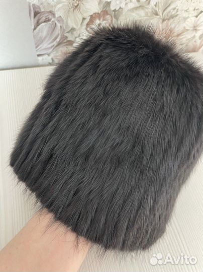 Шапка норковая женская вязаная