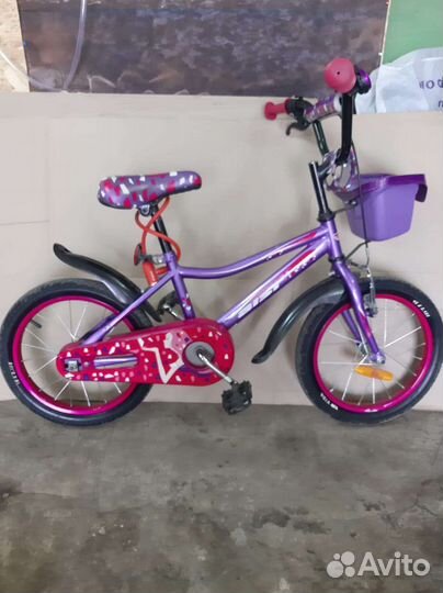 Детский велосипед для девочки 16, 4 колеса