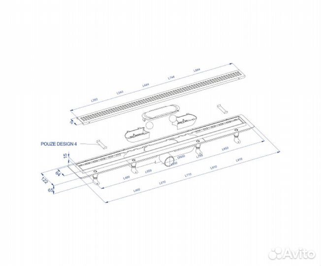 Лоток душ.75см решетка нерж/черный plastbrn osza6