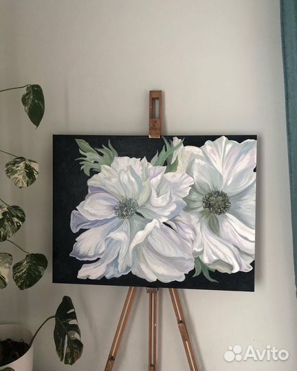 Картина маслом «анемоны»
