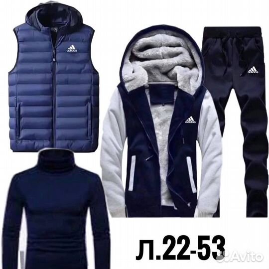 Мужской спортивный костюм Adidas флисовый 4ка