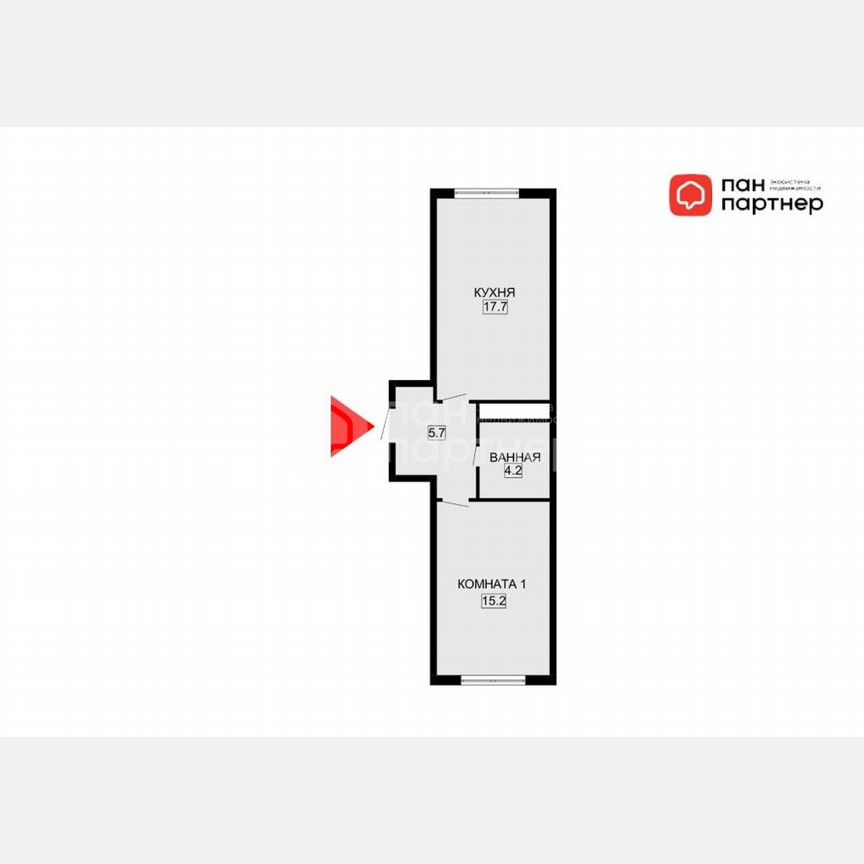 1-к. квартира, 42,8 м², 5/12 эт.