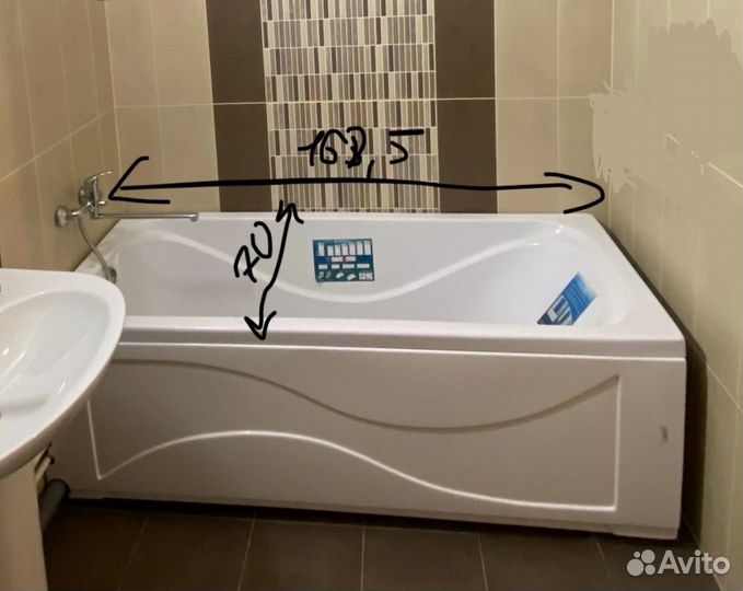 Ванна акриловая 168 70 б/у