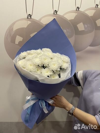 Хризантемы живые цветы букет подарок