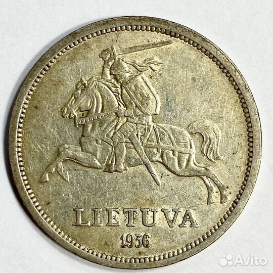 Монета. Литва 1936 год. Серебро