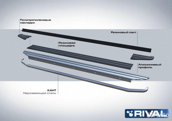 Пороги-подножки Toyota Rav 4 2019. Premium