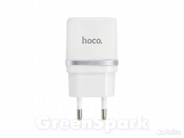 Сзу hoco C12 2-USB/2.4A + Lightning кабель белый