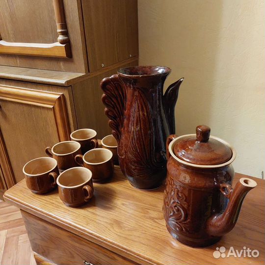 Набор чайный, обливная керамика, СССР