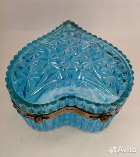 Шкатулка Сердце купоросное стекло до 1917г