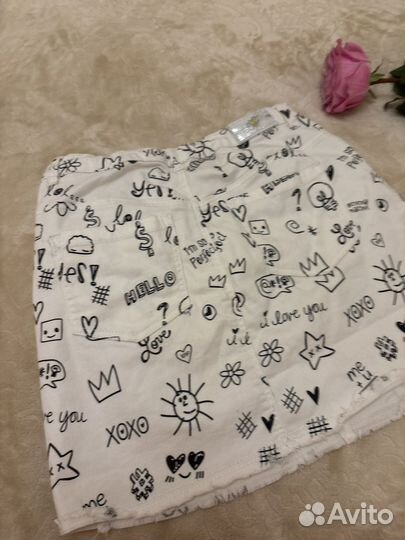 Юбка джинсовая белая 48