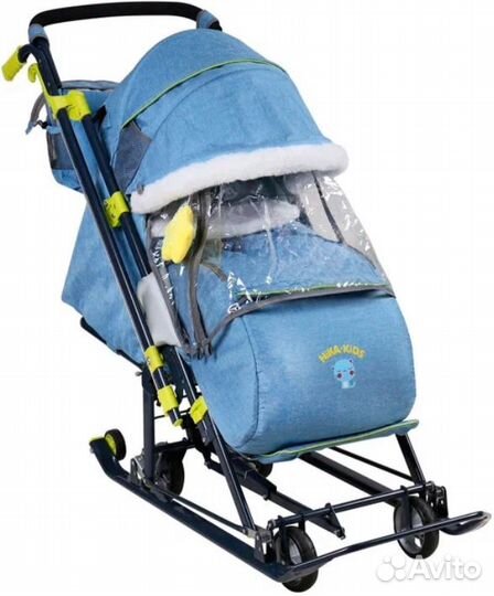 Санки-коляска nika Ника детям в джинсовом стиле