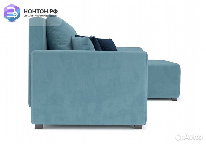 Угловой диван еврокнижка Каскад велюр голубой