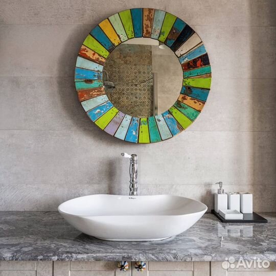 Зеркало круглое массив тик диаметр 78 Бали Индонез