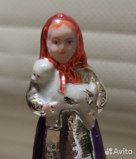 Ёлочная игрушка Алёнушка с козлёнком 1950гг