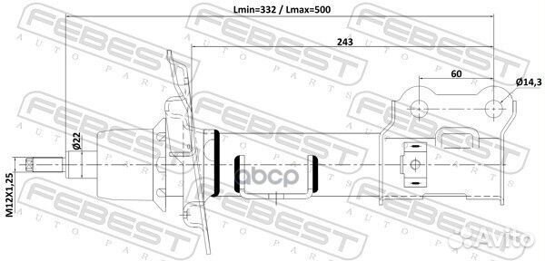 Амортизатор hyundai i30 12- пер.прав.газ. 12110