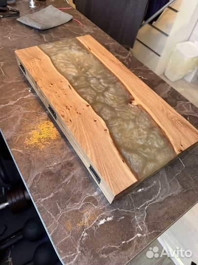 Нарды ручной работы из ясеня + эпоксидная смола